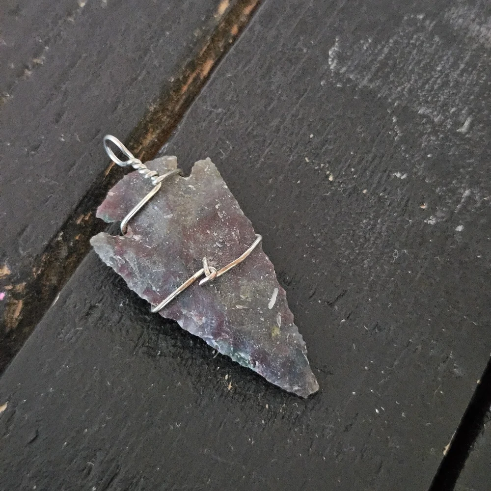 Silver Wrapped Stone Pendant Necklace